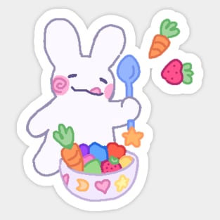 Bunny with fruit salad bowl Sticker
